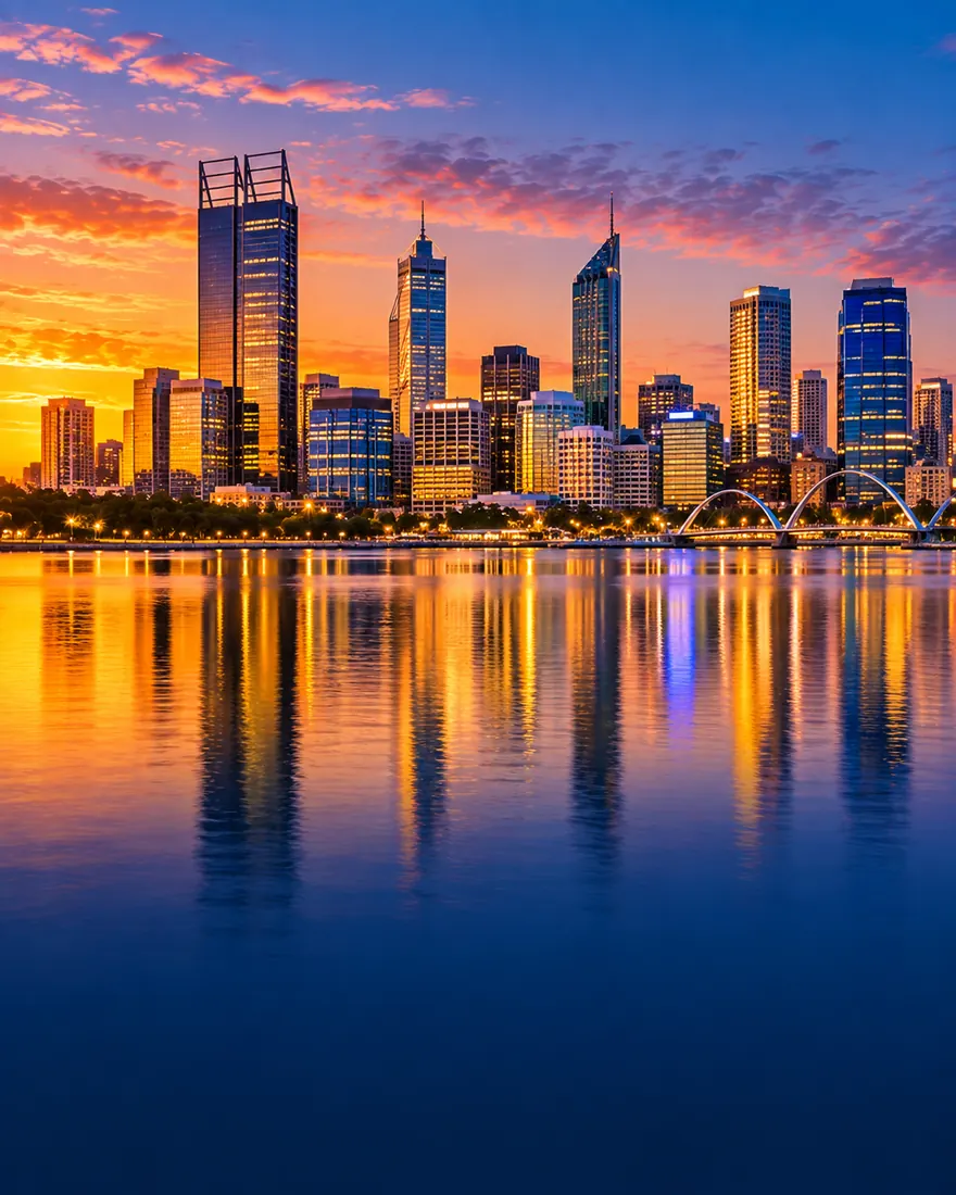 Perth skyline over the Swan River