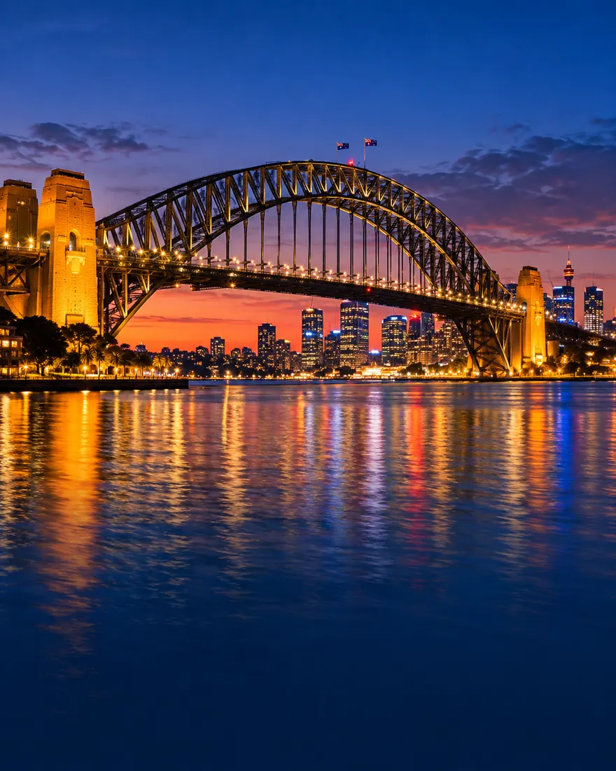 Sydney Harbour Bridge at dusk