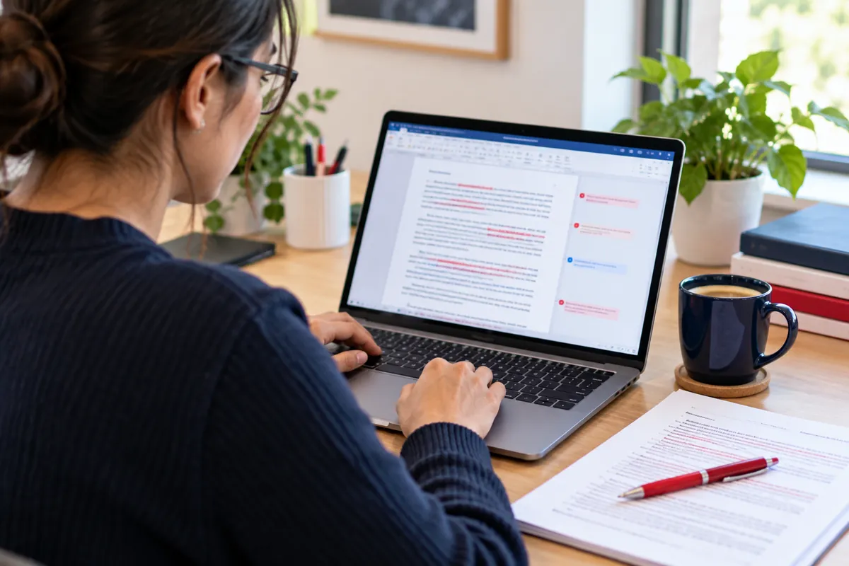 Editor reviewing tracked changes on a document